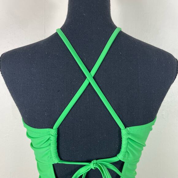 Scotch & Soda Bright Parakeet Ruched Front Halter Neck One Piece Swimsuit - Picture 9 of 13